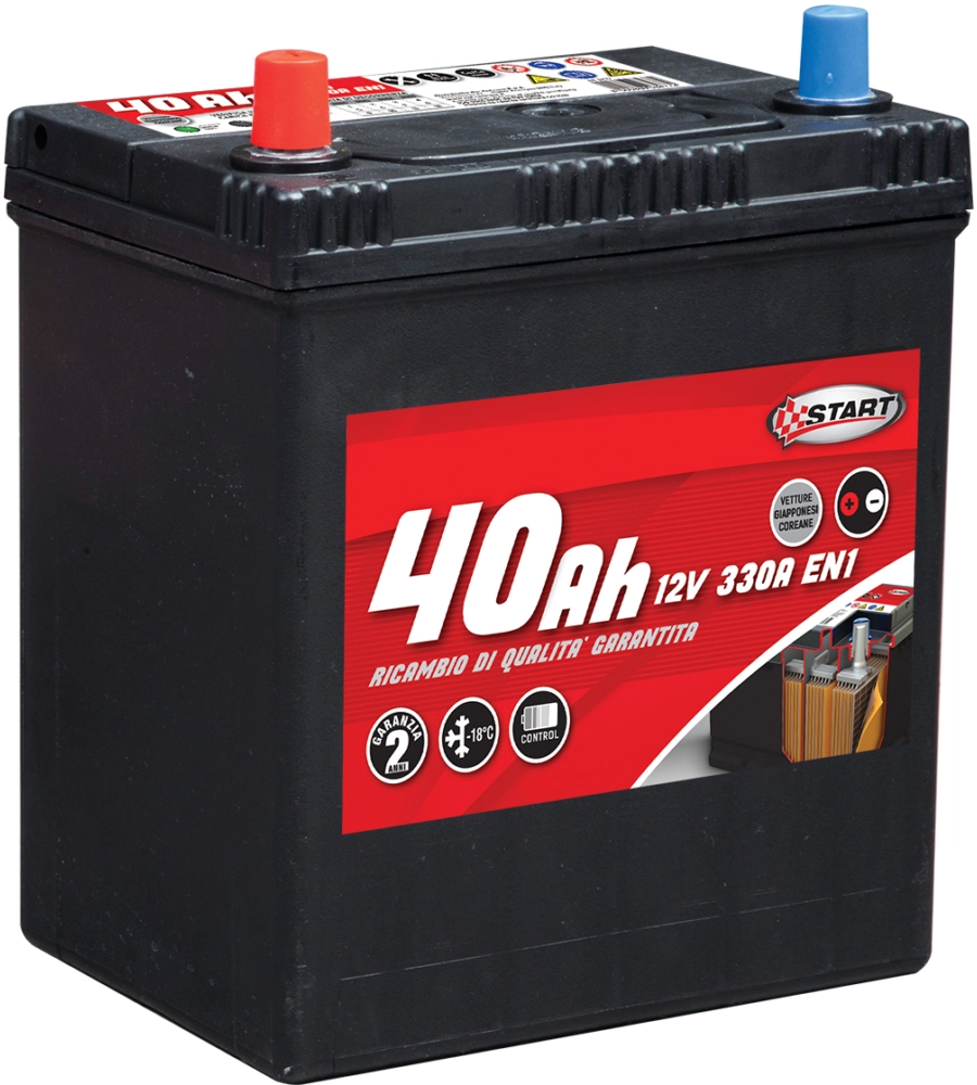 Batteria auto 40ah per vetture giapponesi-coreane polo sinistro  j37